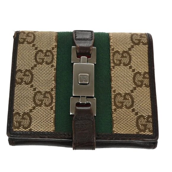 GUCCI Sherry GG Pattern Bifold Wallet Canvas Leather Brown Beige SHW 07TA156 - Picture 5 of 14